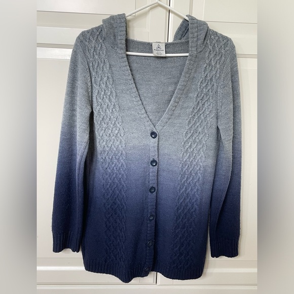 Hooded Ombré Button Closure Cardigan - Picture 1 of 6